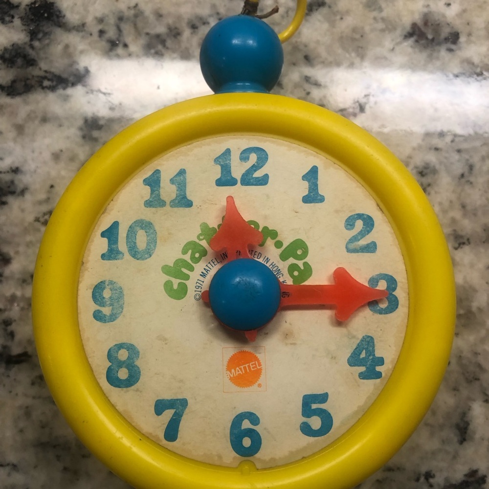Mattel Vintage 1971 Chatter Pal Clock Pull String Toy HARD TO FIND